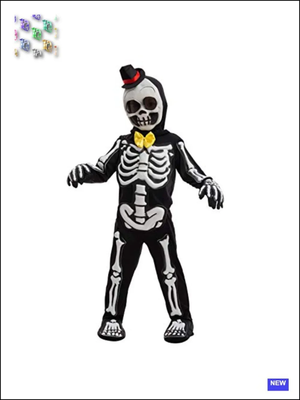 Glow in the Dark Skeleton Costume Jumpsuit Set with Mask and Gloves